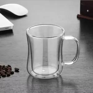 (로하티)벨르 이중 유리컵(400ml)손잡이 유리잔 내열 투명 물컵 음료 디자인 주스