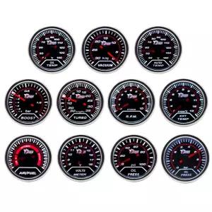 2 52mm 범용 12V 자동차 부스트 게이지 바 PSI 진공 수온 오일 온도 오일 프레스 배기 온도 게이지 타코미