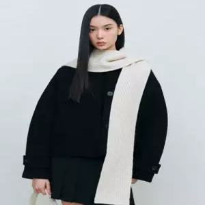 무신사 스탠다드 우먼 MUSINSASTANDARDWOMAN 우먼즈 캐시미어 블렌드 쇼트 맥 코트 블랙