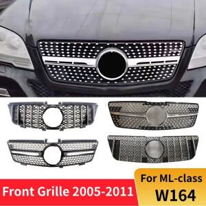 메르세데스 벤츠 ML W164 2005-2011 GT 다이아몬드 스타일 튜닝 액세서리 용 프론트 마스크 그릴 범퍼 후드