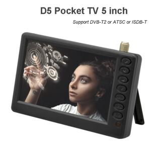 포켓 TV D5 5 인치 DVB-T2 ATSC ISDB-T 디지털 및 아날로그 미니 소형 소형 자동차 텔레비전 휴대용 지원 U