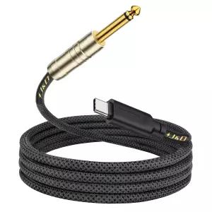 J D USB C to 6.35 mm 1/4인치 TS 기타 오디오 케이블 녹음 베이스 전자 피아노 마이크 16/17 시리즈