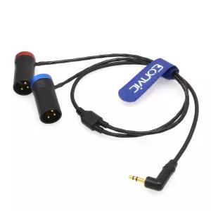 Eonvic 3.5mm 직각 TRS to 더블 로우 프로파일 XLR 3핀 수컷 Y 케이블 Rode Wireless GO II 듀얼 채널 무선