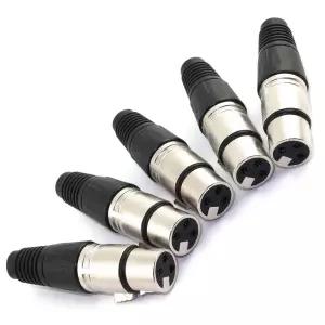 DGZZI 5팩 여성용 3핀 XLR 플러그 납땜형 마이크 오디오 케이블 커넥터 단자