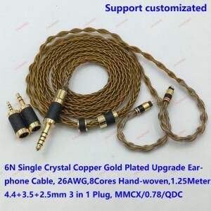 HIFI 6N 단결정 구리 금도금 4.4mm 3.5mm 3 in 1 업그레이드 케이블 MMCX 0.78 QDC IE600 A2DC HD650 AH-D5