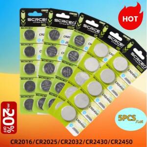 5PCS CR2016 CR2025 CR2430 3V 리튬 코인 셀 배터리 리모컨 차고 문 오프너 장난감용