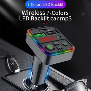 차량용 FM 송신기 오디오 리시버 MP3 12-24V 블루투스 플레이어 고속 충전 라디오 변조기