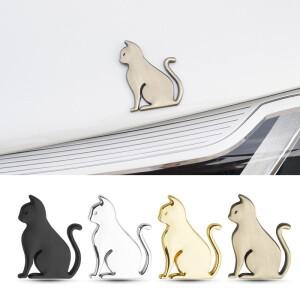 1pc 3D 고양이 금속 스티커 긁힘 커버 귀여운 동물 독창성 사이드 라벨 외부 바디 자동차 장식 액세서리