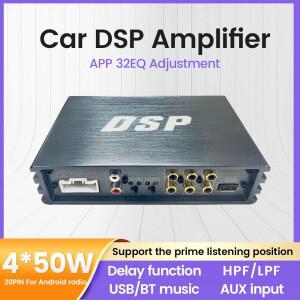 자동차 DSP 4x50W 증폭기 오디오 프로세서 안드로이드 스피커 서브우퍼 전원 20PIN 라디오 스테레오 APP 32