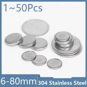 304 스테인레스 스틸 디스크 원형 강판 금속판 솔리드 플랫 패드 직경 6-80mm 두께 1-4mm
