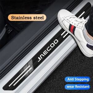Jaecoo J6 J7 J8 PHEV 용 4pcs 자동차 스테인레스 문 씰 스트립 3D 금속 검은 임계 값 스티커