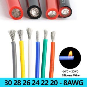 1/5/10M  실리콘 고무 구리 케이블 30 28 26 24 22 20-8AWG 유연한 DIY LED 조명 전선 전기 전원 코드 자동