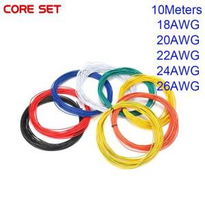 10 미터 UL1007 단일 코어 구리 와이어 18AWG 20AWG 22/24AWG PVC 절연 솔리드 주석 도금 라인 전기 케이블