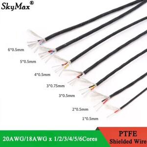 1/5M PTFE 차폐 와이어 Sq0.5mm(20AWG) 0.75mm(18AWG) 1 2 3 4 5 6 코어 고순도 OFC 구리 주석 도금 FEP 절