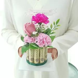 미니케익용돈박스10 핑크 어버이날 용돈케이크 선물 비누꽃 돈나오는용돈박스 돈나오는케이크 F38CA