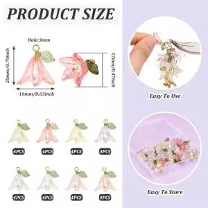 체리스웰리 32PC 댕글 아크릴 DIY 8가지 목걸이 플라스틱 진주 제작 20MM 주얼리
