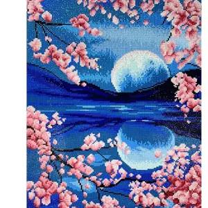 벚꽃야경 패브릭 보석십자수 40x60 케이엠엘리 비즈십자수 페인팅 DF412