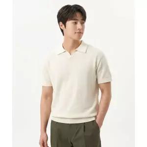 MINDBRIDGE 워셔블 린넨 라이크 슬릿넥 카라 반팔 니트 - 5color