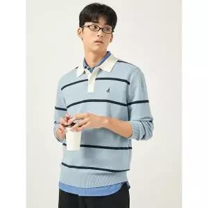 [빈폴]럭비 칼라넥 니트 스카이 블루 (BC5951C35Q)
