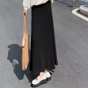 ( )주름 데일리 롱치마 블랙