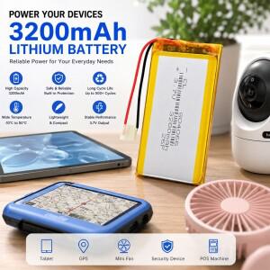 3.7V 3200mAh 리튬 폴리머 배터리 804066 충전식 66x40x8mm DIY 전자제품용 와이어 포함 GPS 블루투스 장치