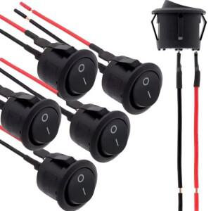 6개 미니 소형 로커 스위치 12볼트 ON/OFF 토글 사전 배선된 6A/250V 10A/125V AC 12V DC 전기 DIY용