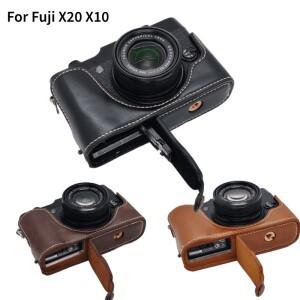 핸드 스트랩 하프 바디 세트 커버 카메라 가방 후지필름 후지 X10 X20 PU 가죽 하단 케이스