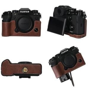 Fujifilm X-T5용 카메라 가방 리치 스킨 PU 가죽 커버 하단 배터리개방형 하프 바디 케이스
