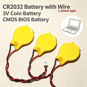 2개/몫 CR2032 3V 코인 배터리 버튼 셀(2핀 1.25 와이어 포함) CMOS BIOS 노트북 마더보드 분해