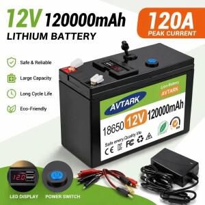 12V 리튬 배터리 120Ah LiFePO4 4000+ 딥 사이클 내장 BMS 10년 수명 UPS 카약 어군탐지기 검출기 파인더