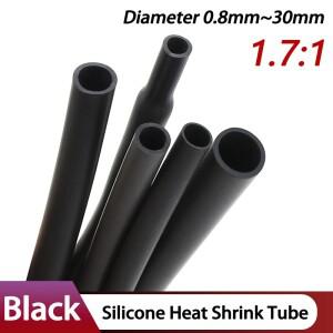 1/5M 1.7:1 검정색 0.8mm ~ 30mm 실리콘 열 수축 튜브 유연한 케이블 슬리브 절연 고온 DIY 와이어 랩 보호