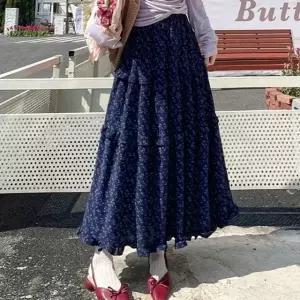 플라워 캉캉 프릴 밴딩 롱스커트 롱치마