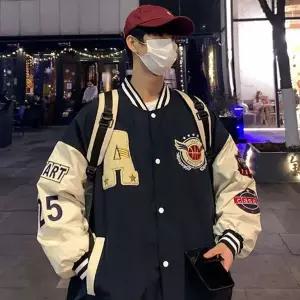 [하프클럽/]남성 루즈핏 패치 간절기 야구점퍼 ON-JUA-QWD2D123