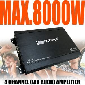 4채널 8000W 클래스 AB 자동차 오디오 업그레이드 파워 앰프 12V 스테레오 스피커 서브우퍼 트레블 미드베