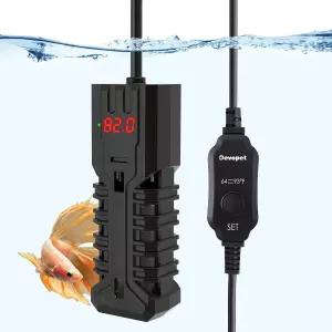 Devopet 25W 수족관 히터 디지털 디스플레이 및 과열 보호·드라이 런 기능 탑재 1~5갤런 물용 소형 어항