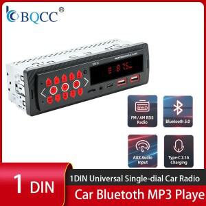 BQCC D3410 1DIN 자동차 스테레오 라디오 블루투스5.0 FM MP3 플레이어 Type C 2.1A 충전 RCA 서브우퍼 AUX