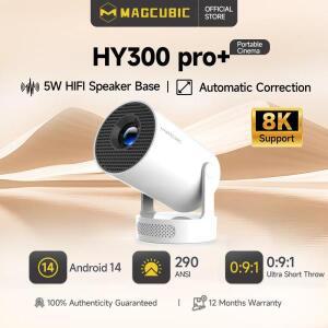 Magcubic HY300 Pro + 울트라 프로젝터 8K 720P 휴대용 WiFi 6 BT5.4 자동 수직 키스톤 5W 스피커 180도 회