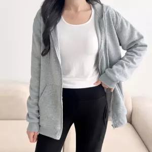 남녀공용 따뜻한 기모 루즈핏 커플 베이직 간절기 캐주얼 패션 후드집업