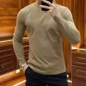 남성 신축성 편안한핏 깔끔핏 기모 반폴라 티셔츠 하프넥 심플 레이어드 폴라티