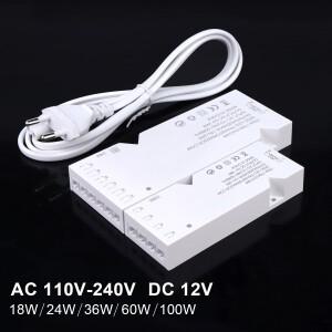 AC110V 220V DC 12V 조명 변압기 LED 캐비닛 라이트 스트립 4/6/10  포트 18W 24W 36W 60W 100W 전원 공급