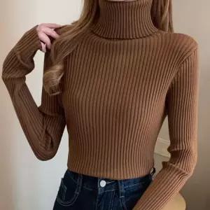 여성 터틀넥 이너 폴라 목 골지 티 티셔츠 슬림핏