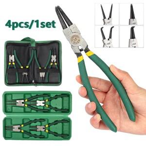 4피스 Circlip 플라이어 세트 7 ''긴 코 펜치 Staight Bent Plier 내부 외부 고정 스냅 링 리무버 도구