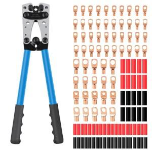 전문가용 HX-50B 6-50mm² 회전 다이스 크림핑 플라이어 (구리매트 카펫 러그용) 및 120개 전기 단자 세트