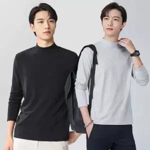 [에이치플러스몰]남자티셔츠 폴라티 반목 레이어드 간절기티셔츠 얇은 스판 간절기
