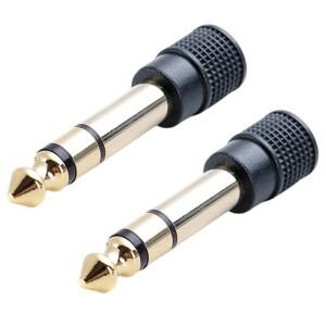 헤드폰 앰프 오디오 어댑터 마이크  6.35mm 수 플러그-3.5mm 암 커넥터  AUX 6.3 변환기  2 개