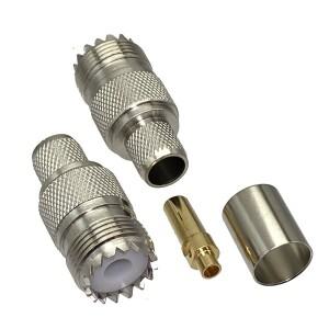 UHF 암 SO239 잭 크림프 커넥터  RF 동축 와이어 단자  RG8 LMR400 RG213 RG165 케이블  1 개