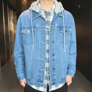 남성 자켓 아우터 후드 탈부착 데님 청자켓 패션 코디