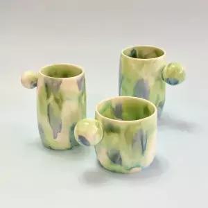 [롯데백화점]크리스티나 리 PomPon Cup 폼폰 컵 그린 S 도자기 컵 오브제