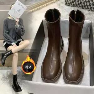 부츠 털안감 방한 구두 따뜻한 안감 기모 발편한 여성 낮은굽