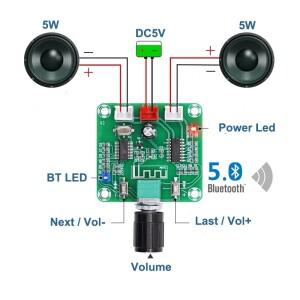 PAM8403 블루투스 5.0 스테레오 미니 디지털 앰프 보드, 듀얼 채널 클래스 D DC5V AMP, 2x5W